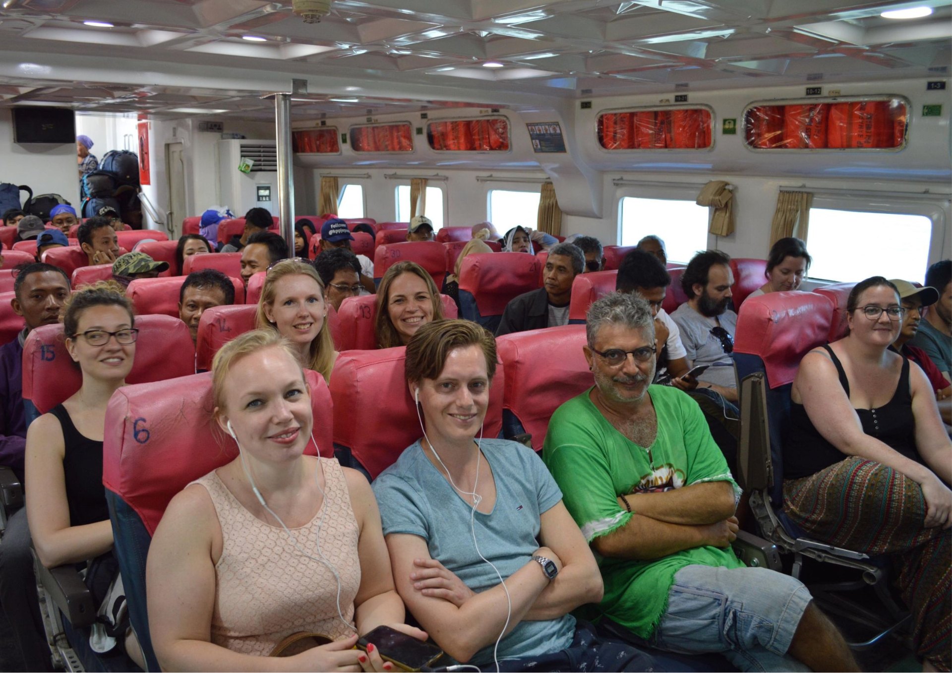 Passengers seated inside the Bahari Express fast boat